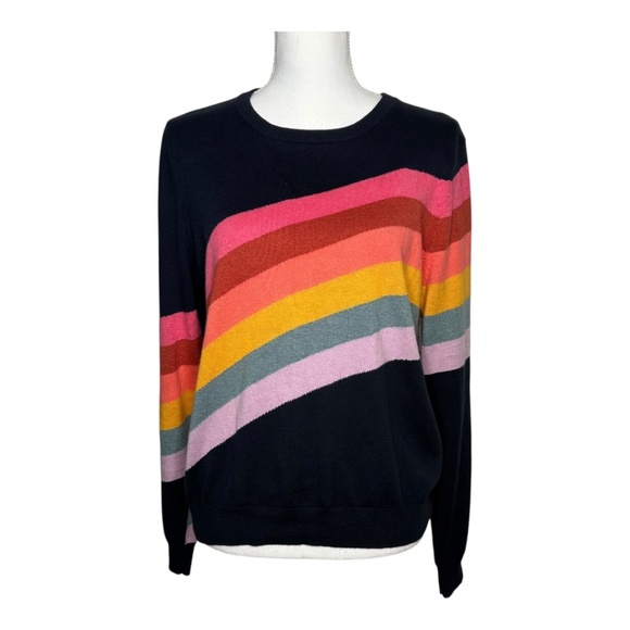 Marine Layer Womens Icon Rainbow Sunset Wave Sweater Blue Size M - Picture 2 of 13